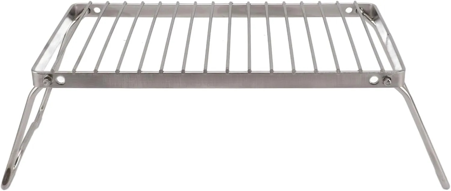 Adjustable Height Thicker Folding Stainless Steel Camping Grate Backpacking Grill, and, Rustproof and Not Easy to be Damaged, With Draining Function, Suitable for Outdoor