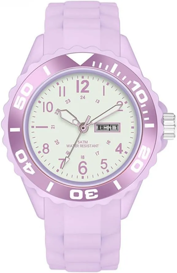 ADSBIAOYE Watches for Women 50M Waterproof Night Light Easy Read Watch Silicone Band Ladies Quartz with Date Nurse Watch for Medical Professionals