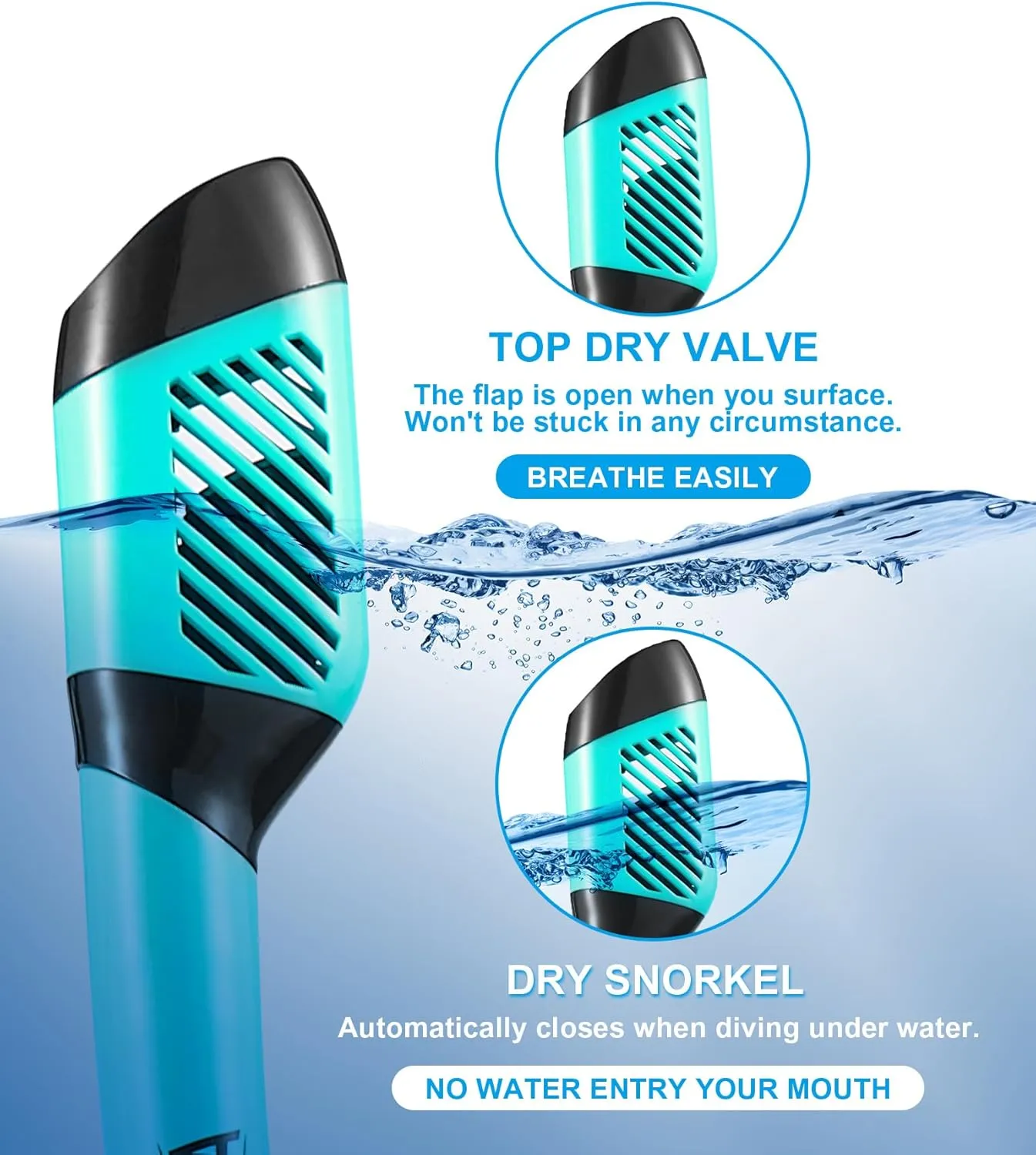 Aegend Snorkeling Gear for Adults, Dry Snorkel Set Panoramic View Enhanced Anti-Leak and Anti-Fog Technology, Adjustable Strap for Snorkeling Scuba Diving Swimming with Mesh Bag