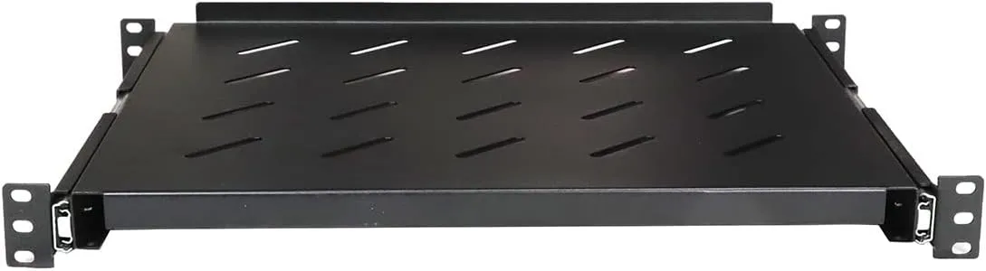 Aeons 1U 19-inch Sliding Rack Server Shelf Vented 4 Post Rack Mount 14" Shelf Adjustable Mounting Depth 12.1 – 14.6 inches, for IT Data Network Cabinet Enclosure Equipment