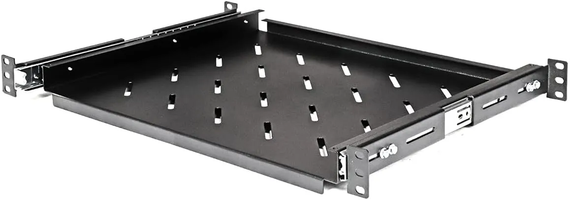 Aeons 1U 19-inch Sliding Rack Server Shelf Vented 4 Post Rack Mount 14" Shelf Adjustable Mounting Depth 12.1 – 14.6 inches, for IT Data Network Cabinet Enclosure Equipment