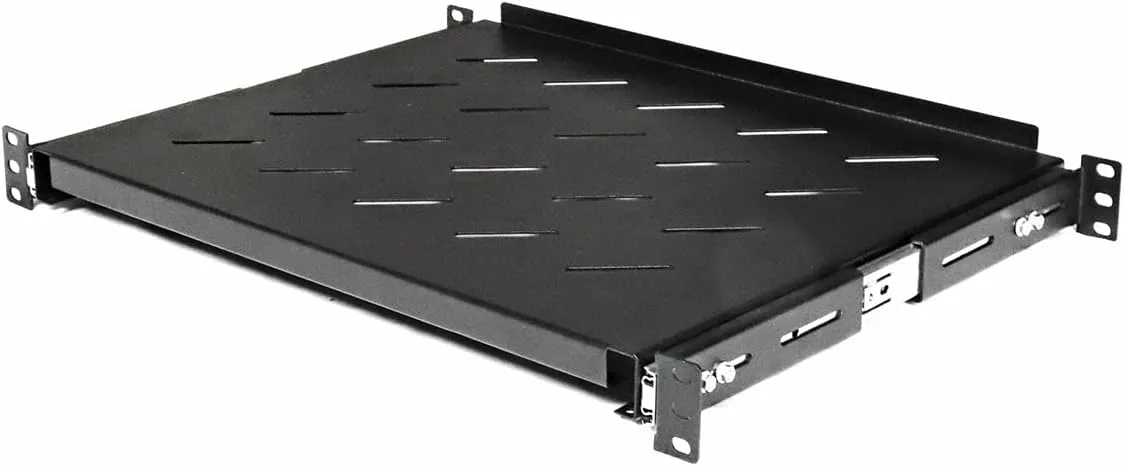 Aeons 1U 19-inch Sliding Rack Server Shelf Vented 4 Post Rack Mount 14" Shelf Adjustable Mounting Depth 12.1 – 14.6 inches, for IT Data Network Cabinet Enclosure Equipment