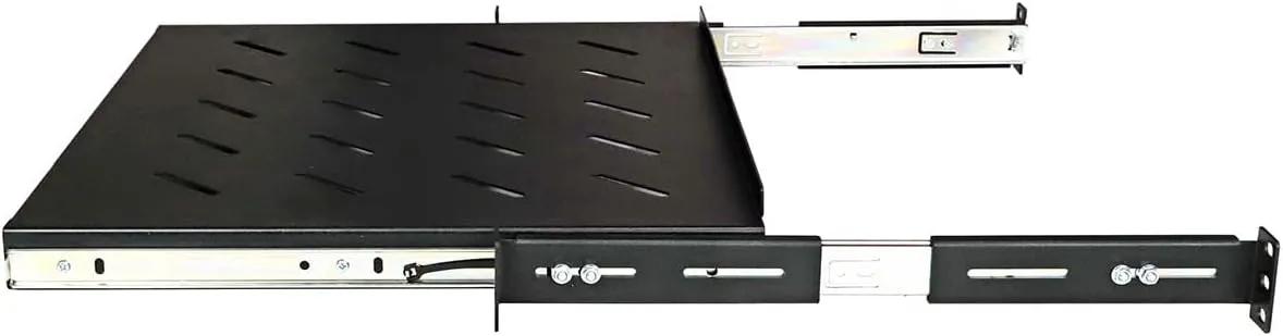 Aeons 1U 19-inch Sliding Rack Server Shelf Vented 4 Post Rack Mount 14" Shelf Adjustable Mounting Depth 12.1 – 14.6 inches, for IT Data Network Cabinet Enclosure Equipment