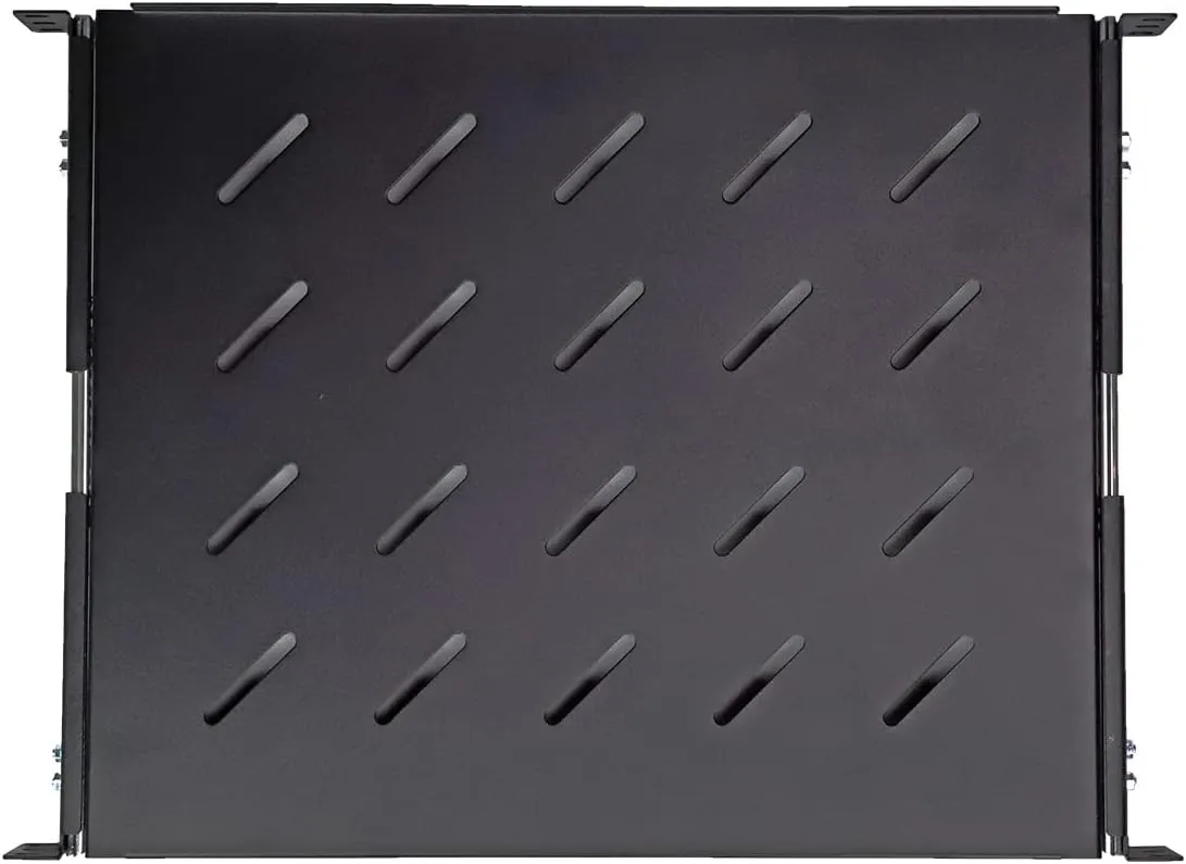 Aeons 1U 19-inch Sliding Rack Server Shelf Vented 4 Post Rack Mount 14" Shelf Adjustable Mounting Depth 12.1 – 14.6 inches, for IT Data Network Cabinet Enclosure Equipment