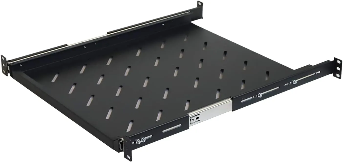 Aeons 1U 19-inch Sliding Rack Server Shelf Vented 4 Post Rack Mount 20" Shelf Adjustable Mounting Depth 19.0 – 23.4 inches, for IT Data Network Cabinet Enclosure Equipment