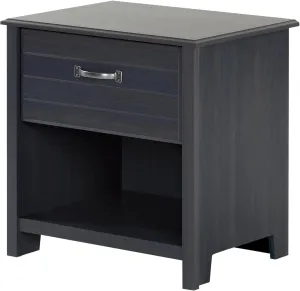 African Artistry Rectangular Nightstand, Trendy Finish, Bedroom Endtable, Night Table, Bed Night Stand, Functional Storage Solution for Bedrooms Blueberry/1 Drawer with Shelf