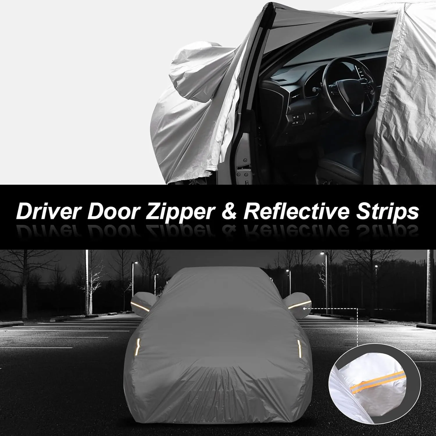All Weather Car Cover - Waterproof, Compatible with Jeep Wrangler 4 Door, Black, Sun Protection, Full Exterior Cover, Up to 195 Inches