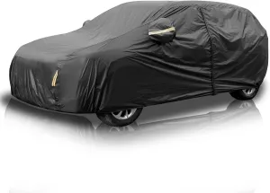 All Weather Car Cover - Waterproof, Compatible with Jeep Wrangler 4 Door, Black, Sun Protection, Full Exterior Cover, Up to 195 Inches