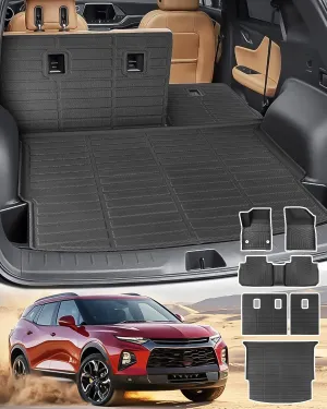 All Weather Floor Mats Backrest Cargo Liner for Chevy Blazer Car Accessories 2025 2024 2023 2022 2021 2020 Gas Only (Not EV), Rubber Back Seat Cover Carpet for Chevrolet Base/L/LS/LT 2019-2025