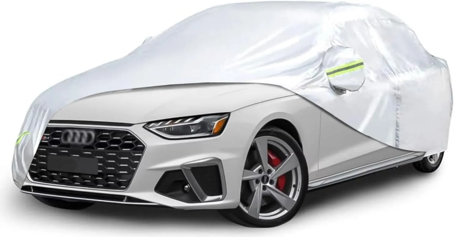 All Weather Waterproof car Cover for Audi A8 2002-2010,Zipper Cotton Universal, All-Weather UV Protection, Snow Proof, Wind Proof, dust Proof