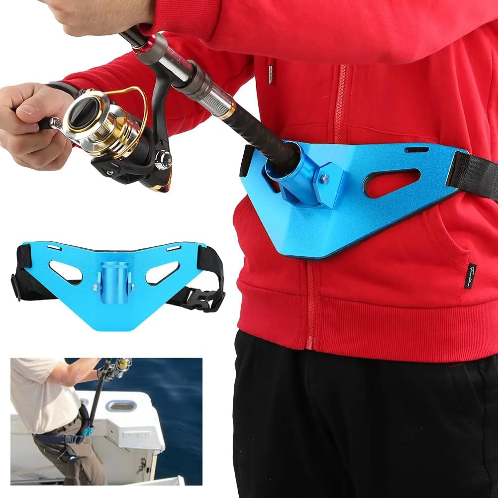 Aluminium Alloy Fishing Rod Belt, Adjustable Fishing Fighting Belt, Stand Up Gimbal Padded Fish Rod Holder