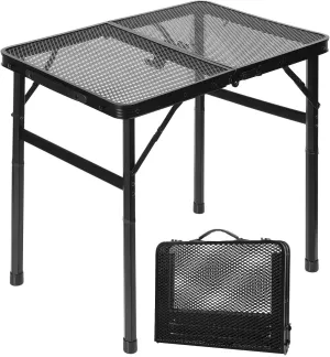 Aluminum Folding Table Adjustable Height Potable for Camping Picnic Beach Indoor Black