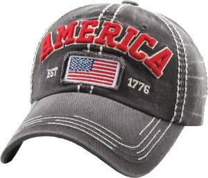 America USA Eagle Vintage Distressed Dad Hat Baseball Cap Adjustable