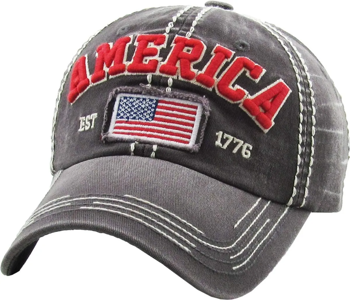 America USA Eagle Vintage Distressed Dad Hat Baseball Cap Adjustable