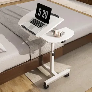 Angle & Height Adjustable Rolling Table Desk,Laptop Notebook Stand Tiltable Tabletop Desk for Home,Office,White