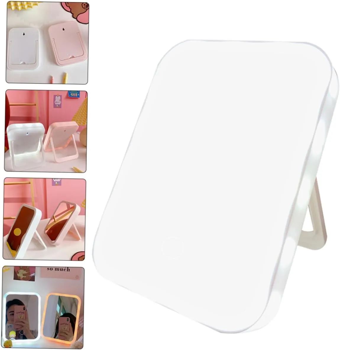 Angoily Portable Makeup Mirror 3 LED Lights Compact Folding Touch Control Charging for Travel