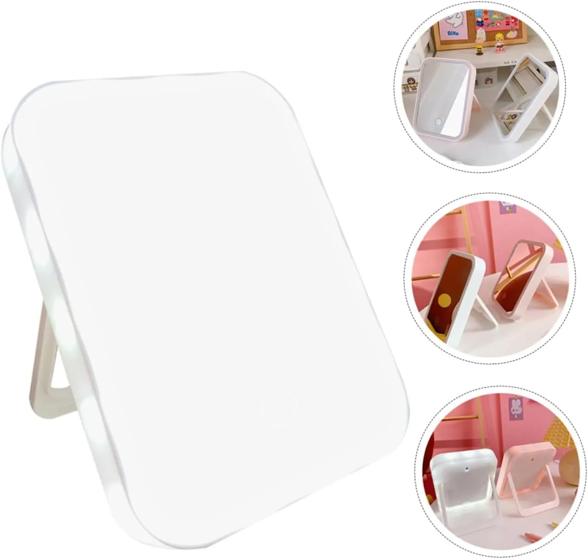 Angoily Portable Makeup Mirror 3 LED Lights Compact Folding Touch Control Charging for Travel
