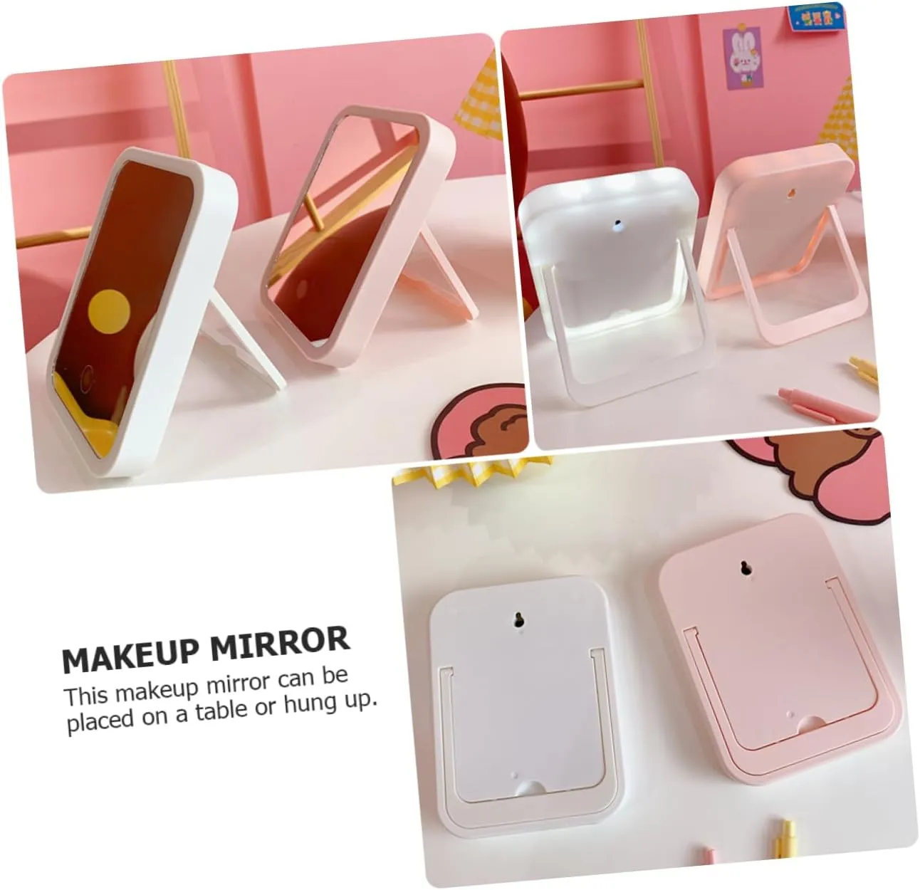 Angoily Portable Makeup Mirror 3 LED Lights Compact Folding Touch Control Charging for Travel