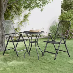 Anthracite Table for Outdoor Furniture, Durable Metal Side Table with Expanded Mesh—Ideal Dining, Camping, Picnic, Garden, Kitchen, Living Use