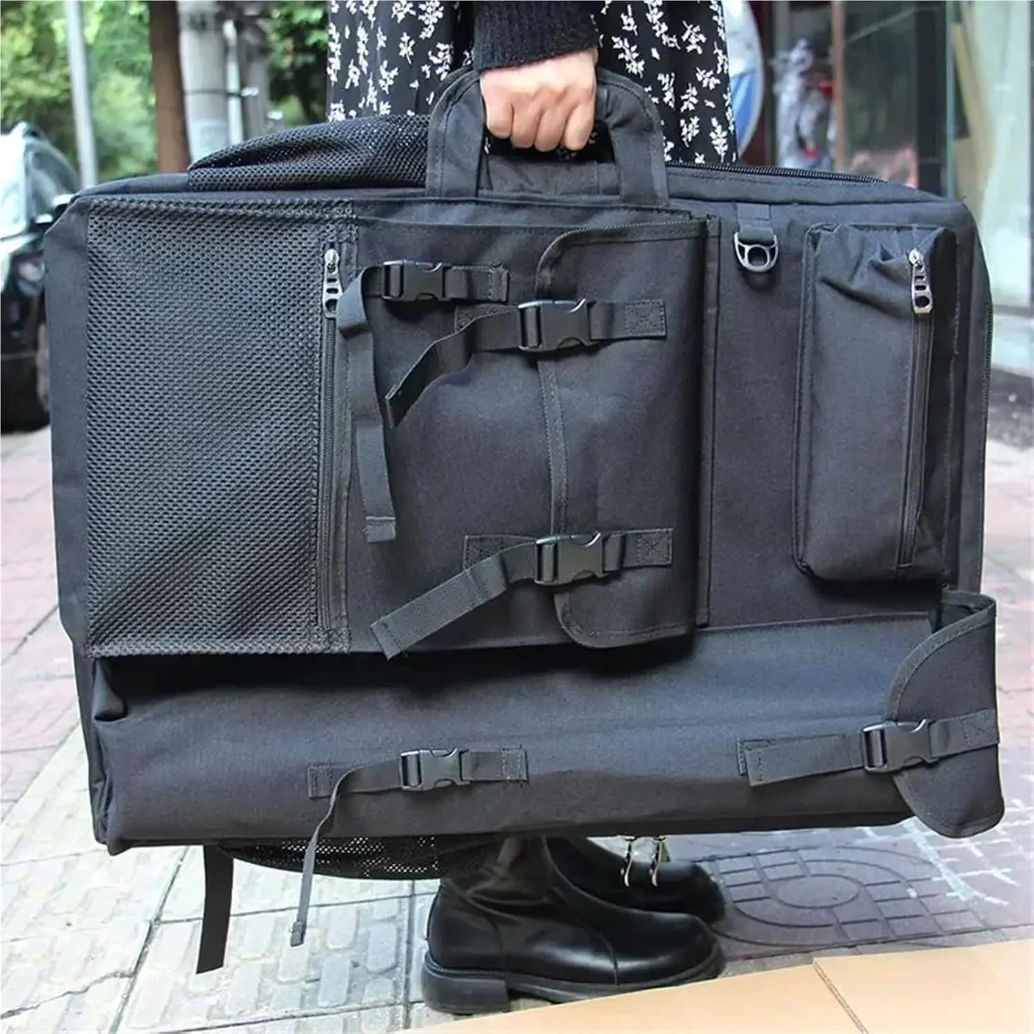 Art Portfolio Bag Supplies Backpack Artist Portfolio Portable Art Large Drawing Travel Bag Rainproof for Board for Artwork, Poster(Coffee)