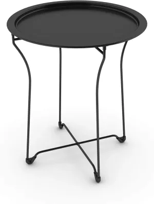 Atlantic Metal Side Table - Stylish Folding Tray Table, Sturdy Steel Construction with Wear-Resistant Powder Coating, PN in Black - 38435984