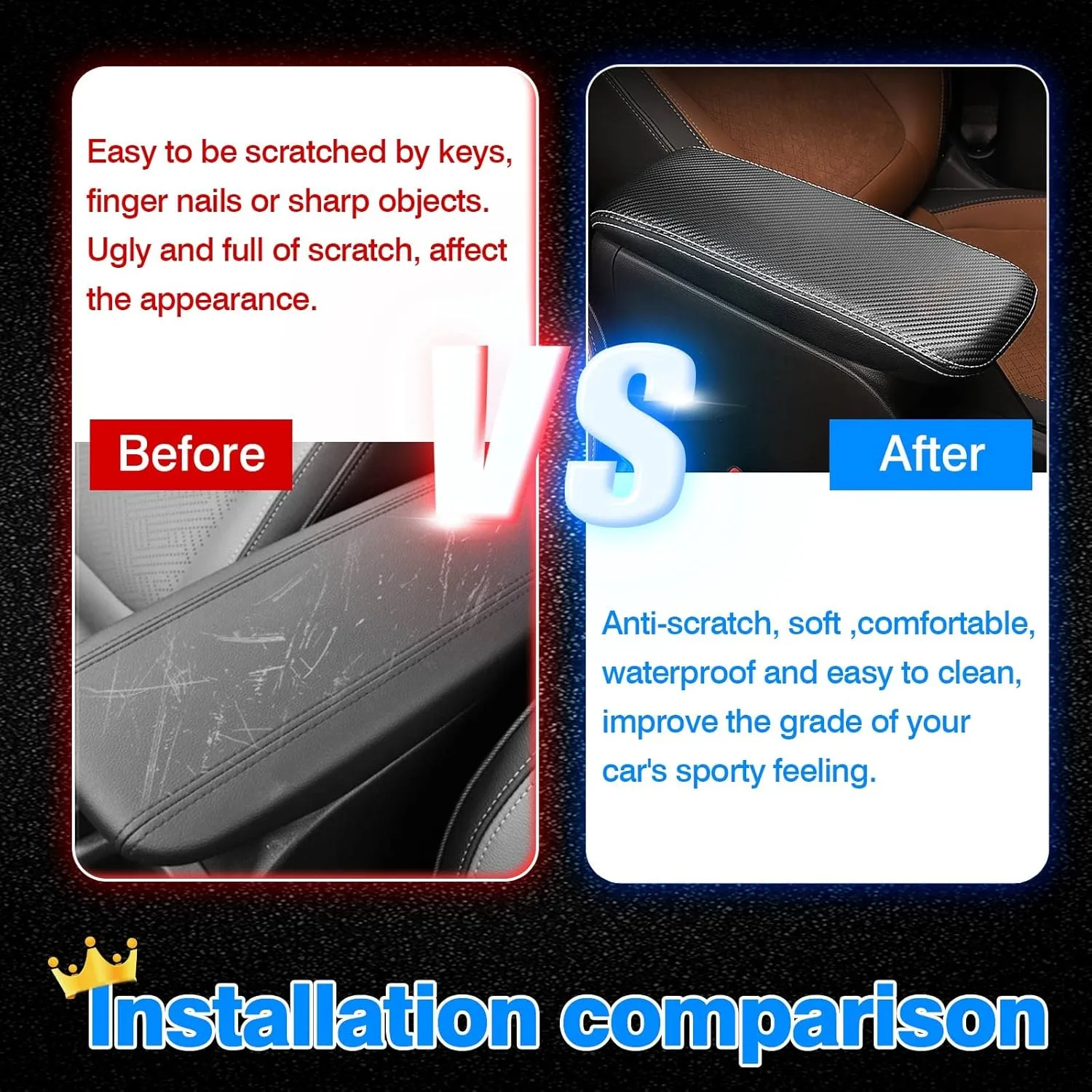 Autorder Center Console Cover for 2020 2021 2022 2023 2024 Buick Encore GX Accessories Armrest Cover Anti-Scratch Middle Console Pad Leather Armrest Protector