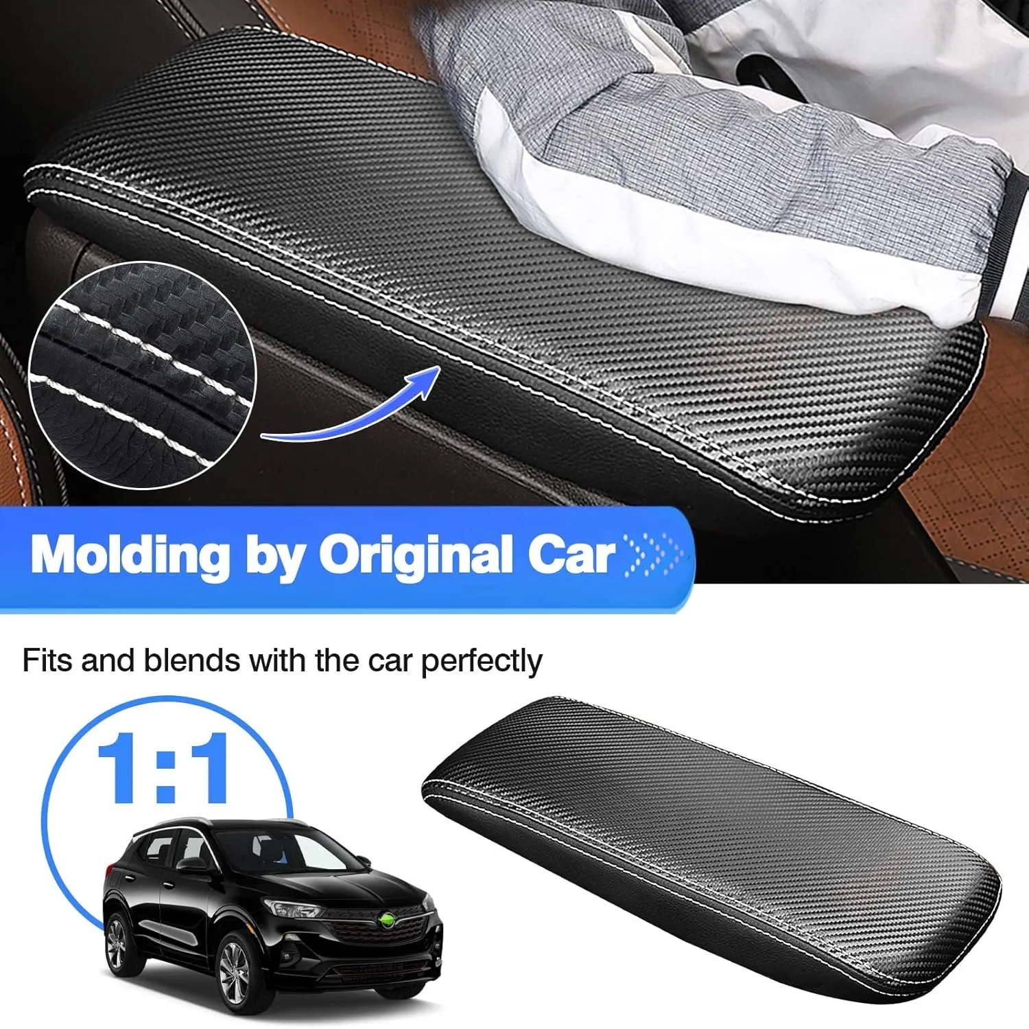 Autorder Center Console Cover for 2020 2021 2022 2023 2024 Buick Encore GX Accessories Armrest Cover Anti-Scratch Middle Console Pad Leather Armrest Protector