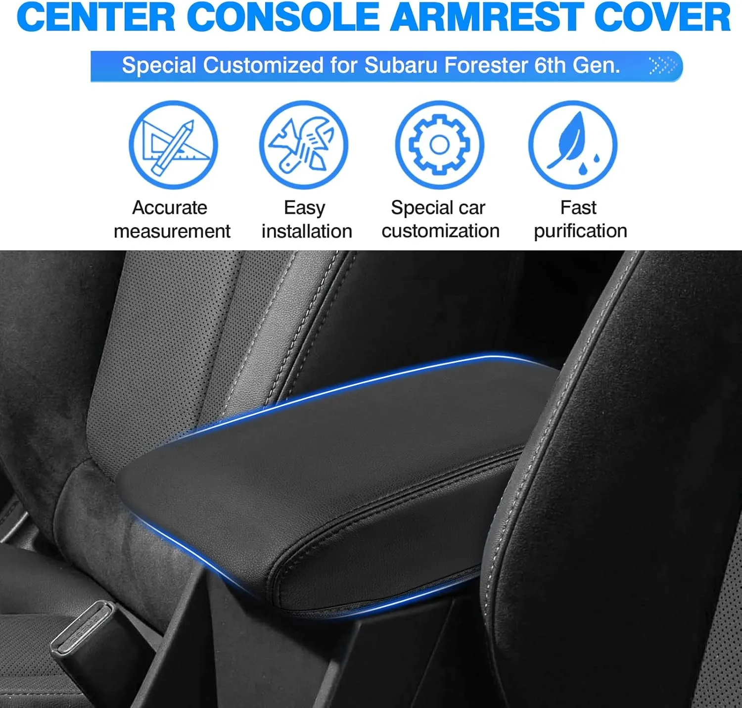 Autorder Center Console Cover for 2025 Subaru Forester Accessories Armrest Cover Anti-Scratch Middle Console Pad Leather Armrest Protector