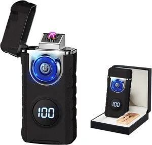 BABOBIU Electric Arc Lighter - Windproof, Flameless, Rechargeable (Type C USB) with Digital Power Display - Camping Lighter for Men, Partners, Friends (Frosted Black)