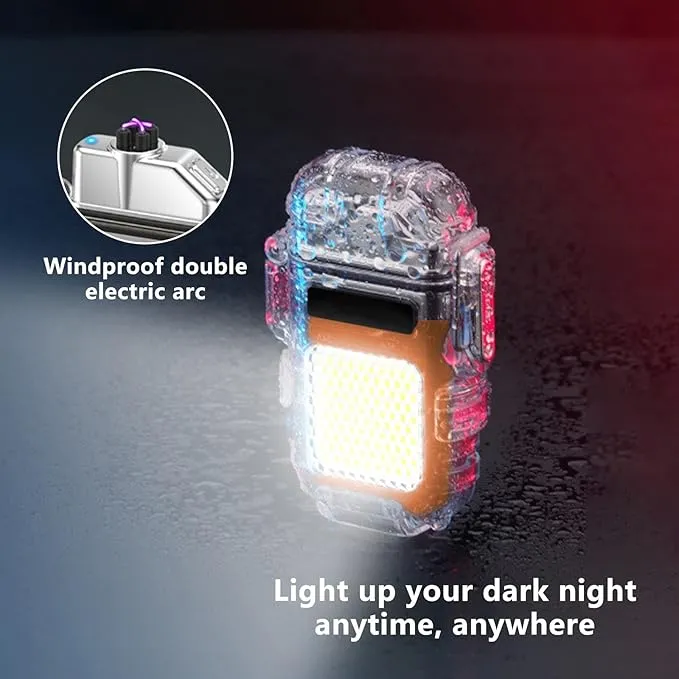 BABOBIU Electric Lighter Plasma Arc Lighter Windproof Waterproof USB Rechargeable Lighter Cool Lighter with Portable COB Flashlight Gift for Camping, Hiking, Adventure (Red)