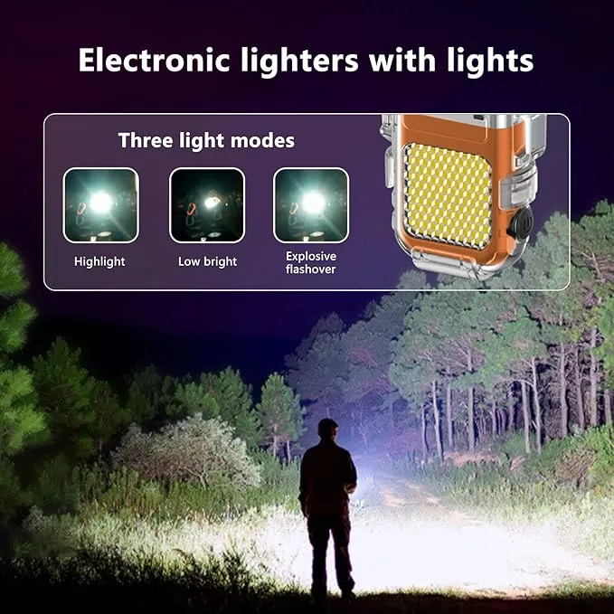 BABOBIU Electric Lighter Plasma Arc Lighter Windproof Waterproof USB Rechargeable Lighter Cool Lighter with Portable COB Flashlight Gift for Camping, Hiking, Adventure (Red)