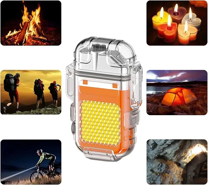BABOBIU Electric Lighter Plasma Arc Lighter Windproof Waterproof USB Rechargeable Lighter Cool Lighter with Portable COB Flashlight Gift for Camping, Hiking, Adventure (Red)