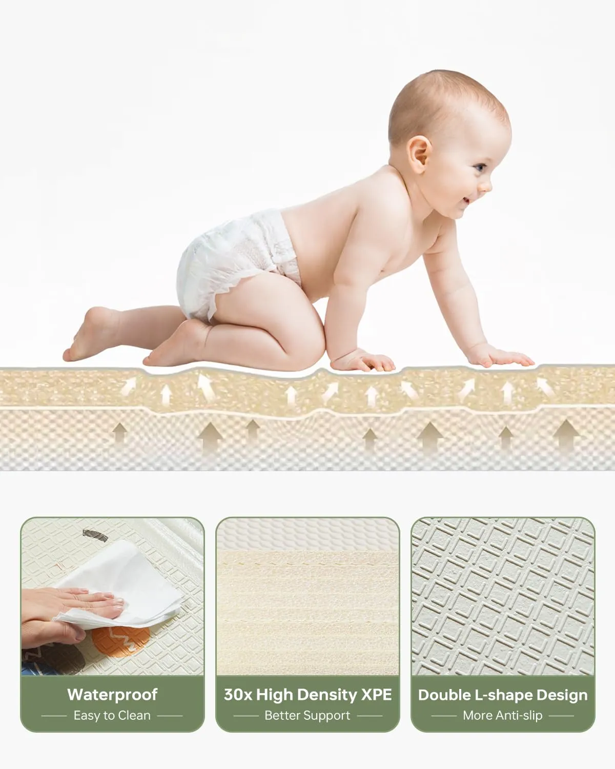 Baby Play Mat Foldable Baby Floor Play Mat Large Soft Foam Playmat for Babies Reversible Waterproof Padded Baby Girl Play Mat Portable Thick Crawling Mat for Indoor Outdoor(50"*78"*0.4")