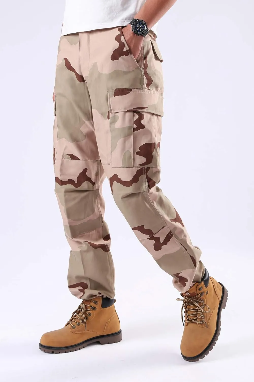 BACKBONE Mens Casual Street Fashion Camo Cargo Pants Army Combat Military BDU Pants Work Hunt Pants