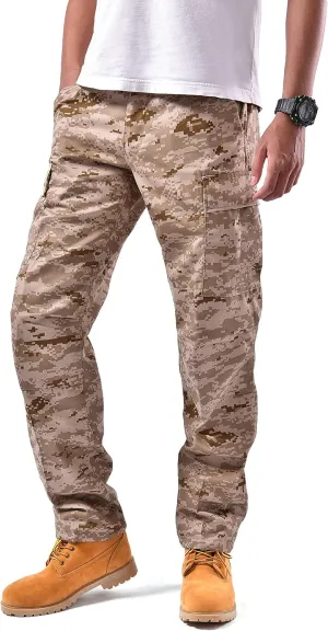 BACKBONE Mens Casual Street Fashion Camo Cargo Pants Army Combat Military BDU Pants Work Hunt Pants