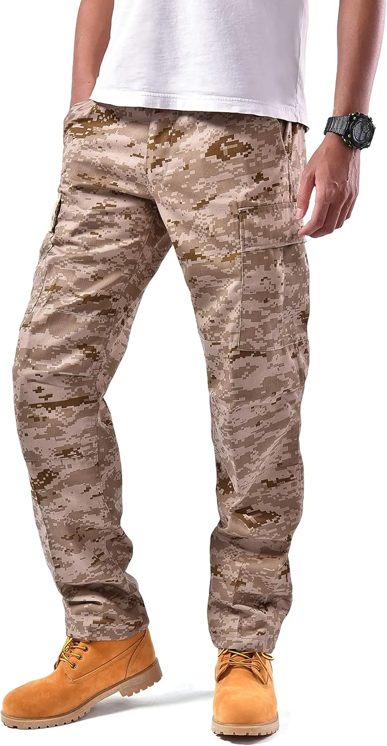 BACKBONE Mens Casual Street Fashion Camo Cargo Pants Army Combat Military BDU Pants Work Hunt Pants