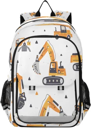 Backpack Bookbag School Bag Travel Bag Yellow Excavating Machinery for Girls Boys Teen