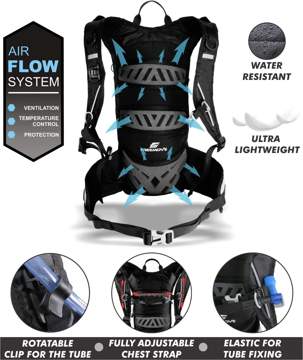 Backpack Daypack 10L, Phone Pocket, Suitable as Light Hydro Pack for Hiking, Running, MTB, Biking, Water Bladder NOT Included