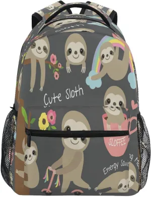 Backpack School Bookbag Travel Bag Cute Sloth for Girls Boys Teen