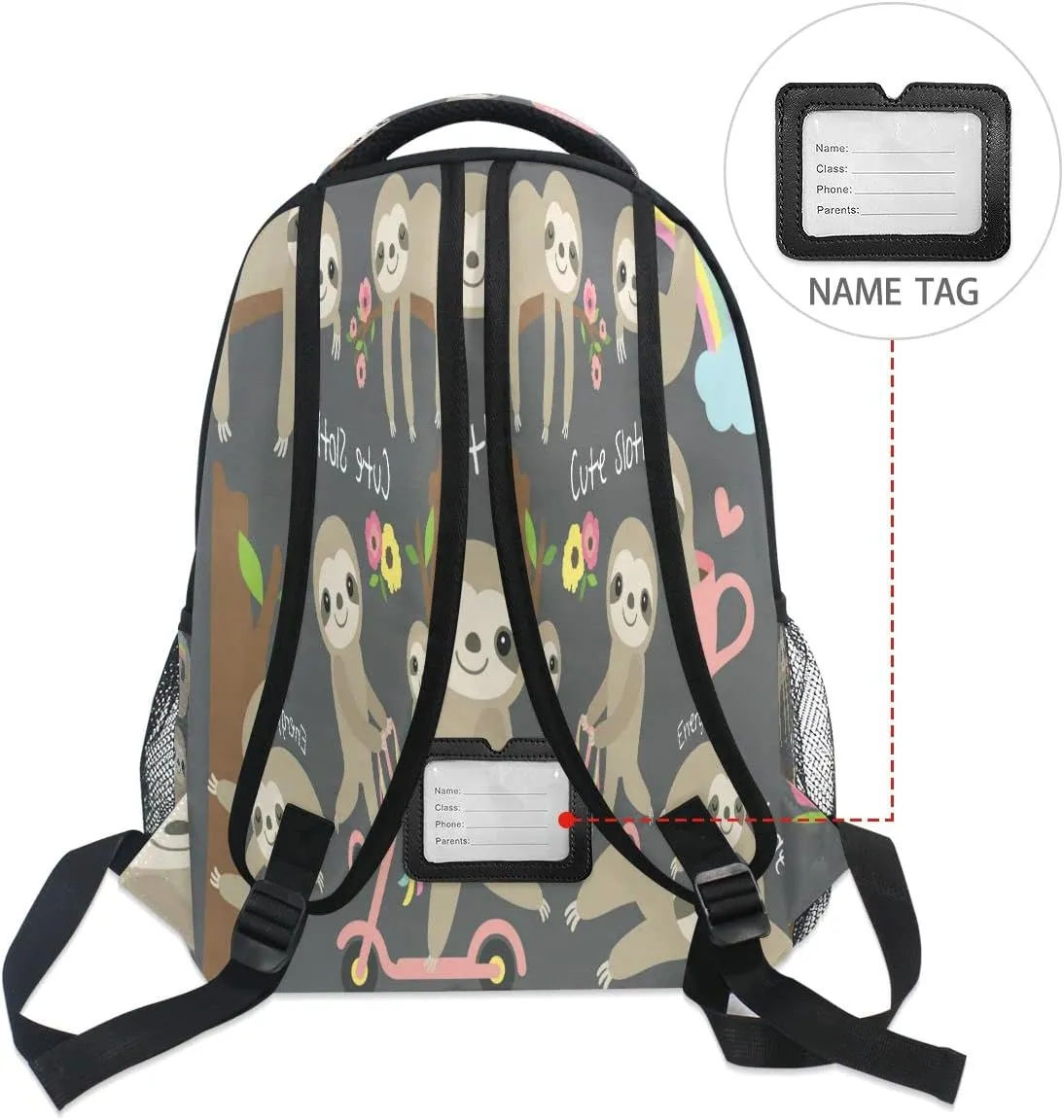 Backpack School Bookbag Travel Bag Cute Sloth for Girls Boys Teen