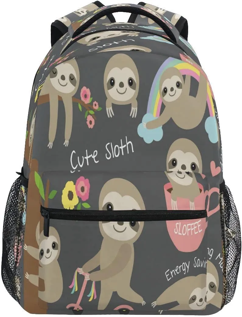 Backpack School Bookbag Travel Bag Cute Sloth for Girls Boys Teen