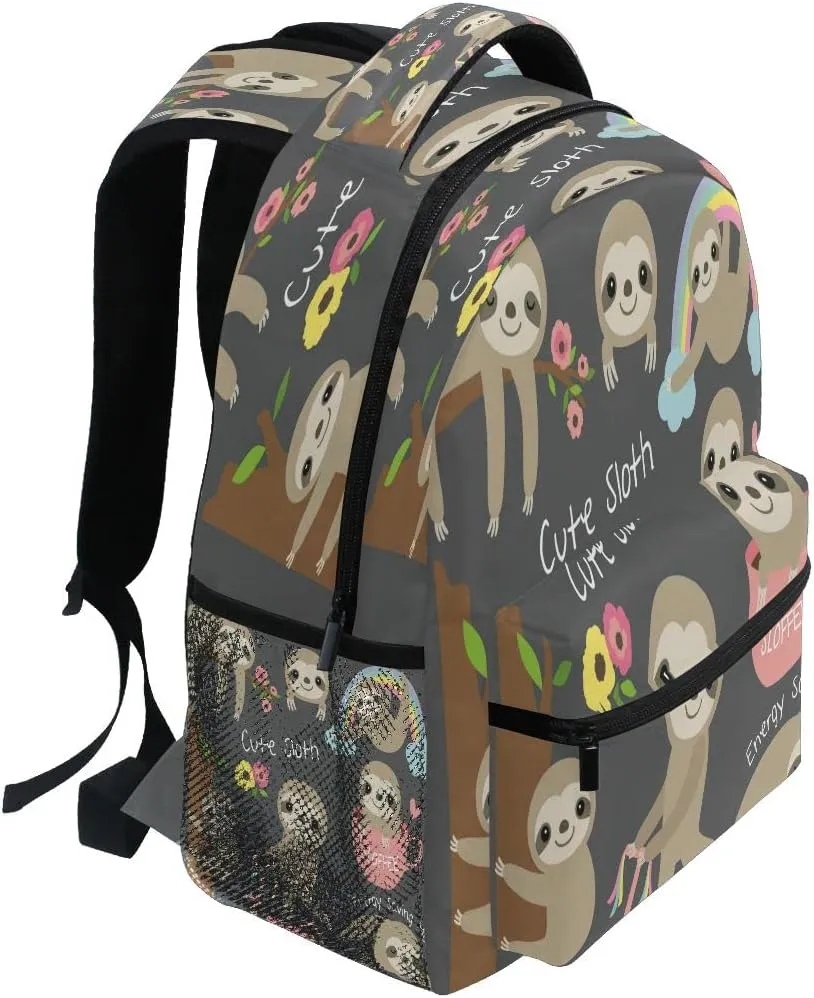 Backpack School Bookbag Travel Bag Cute Sloth for Girls Boys Teen