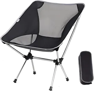 Backpacking Chair - Lightweight & Collapsible Chair for Camping, Hiking & Travel - Small Folding Chair with Anti-Slip Feet - Compact & Durable Chairs for Outside, Easy Setup Anywhere