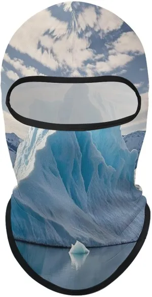 Balaclava Ski Mask Blue Iceberg Windproof Head Mask Full Face Mask Sun Protection Head Cover Cycling Hood Outdoor Sport Cap