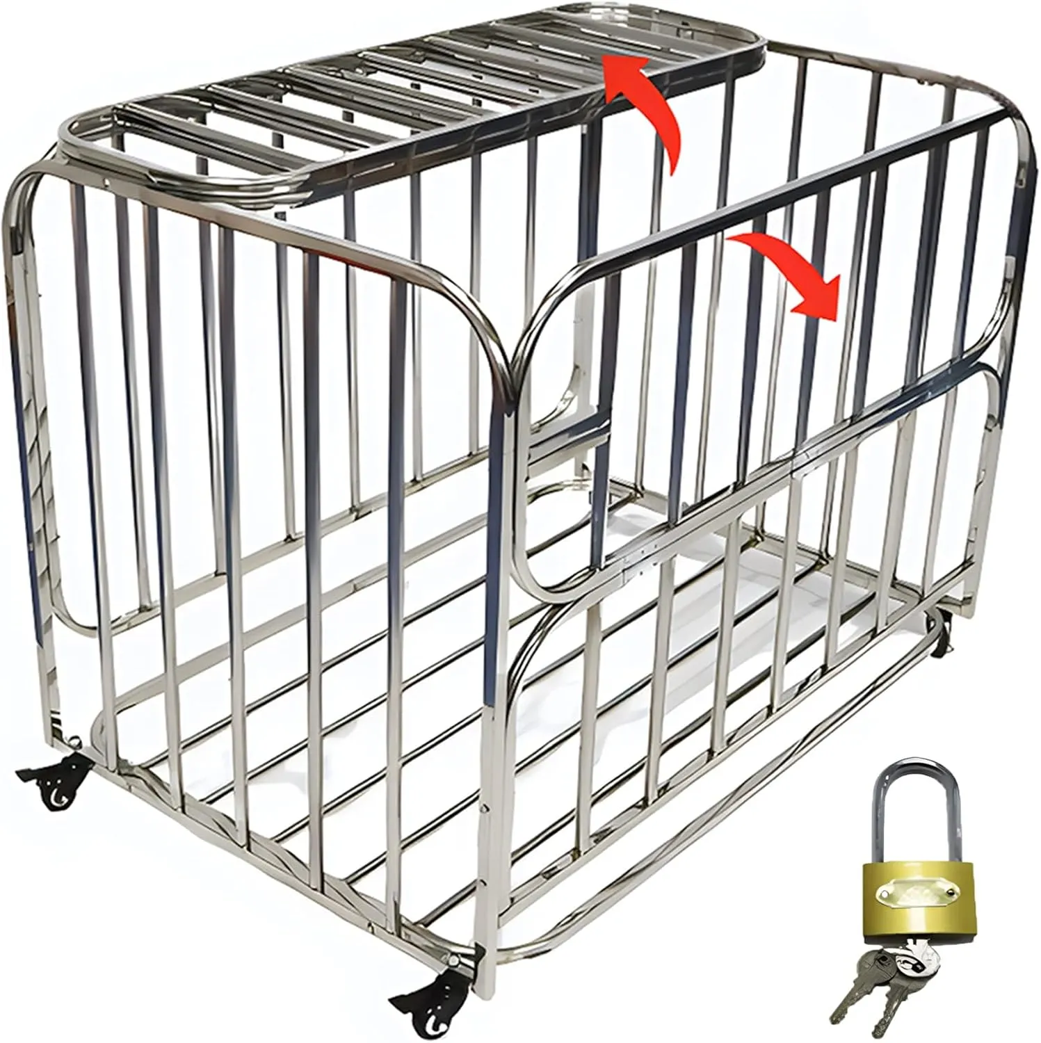 Ball Cart with Lockable Wheels - Heavy Duty Storage Cage for Volleyballs, Basketballs, Footballs - Perfect for Gym, School, Garage - Stainless Steel Construction