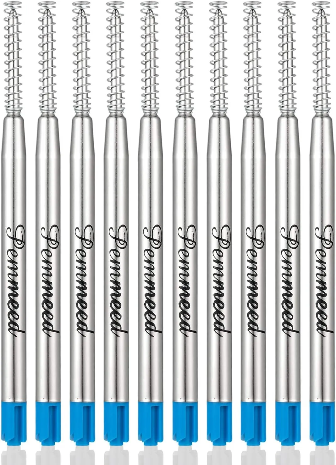 Ballpoint Pen Refills with Spring for Penneed B5/B6/B8 Pen, Parker Waterman Compatible Ballpoint Pen Refills Twist Action Medium Point 1.0mm Pack of 10(Blue Ink)