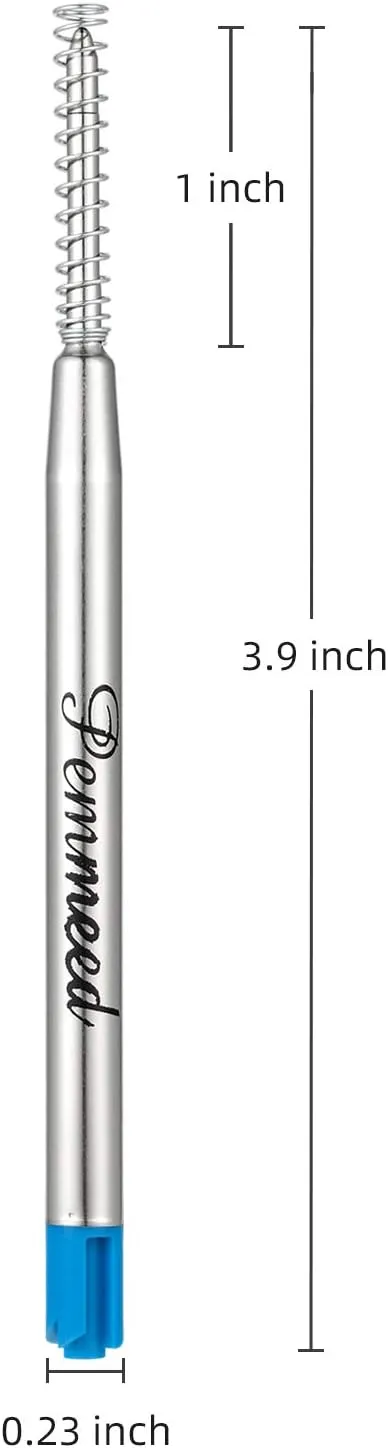 Ballpoint Pen Refills with Spring for Penneed B5/B6/B8 Pen, Parker Waterman Compatible Ballpoint Pen Refills Twist Action Medium Point 1.0mm Pack of 10(Blue Ink)