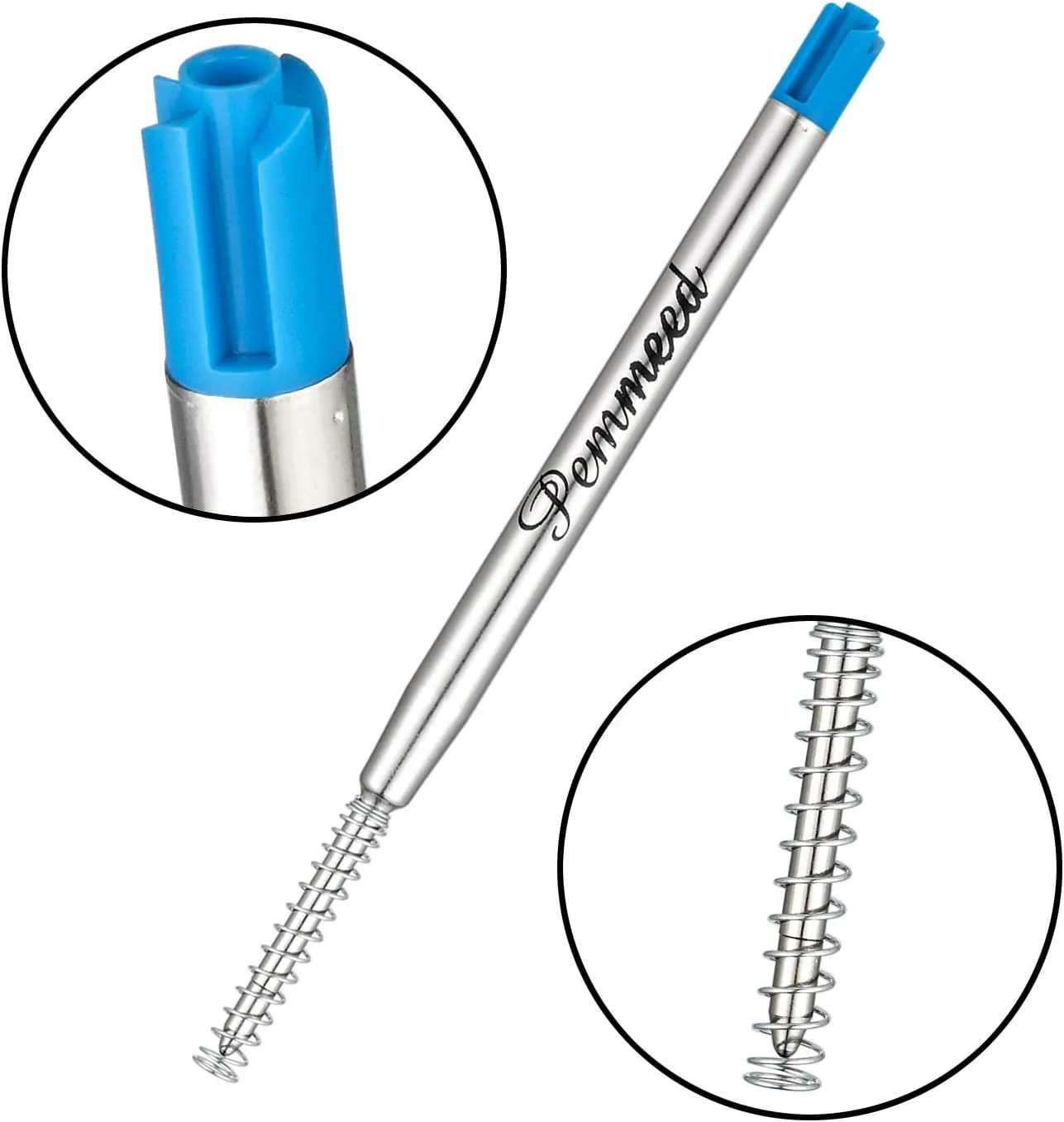 Ballpoint Pen Refills with Spring for Penneed B5/B6/B8 Pen, Parker Waterman Compatible Ballpoint Pen Refills Twist Action Medium Point 1.0mm Pack of 10(Blue Ink)