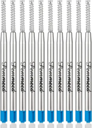 Ballpoint Pen Refills with Spring for Penneed B5/B6/B8 Pen, Parker Waterman Compatible Ballpoint Pen Refills Twist Action Medium Point 1.0mm Pack of 10(Blue Ink)