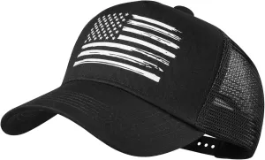 Baseball Cap, American Flag Trucker Hat for Men Women, Breathable Adjustable Fit Outdoor Mesh Snapback Hats